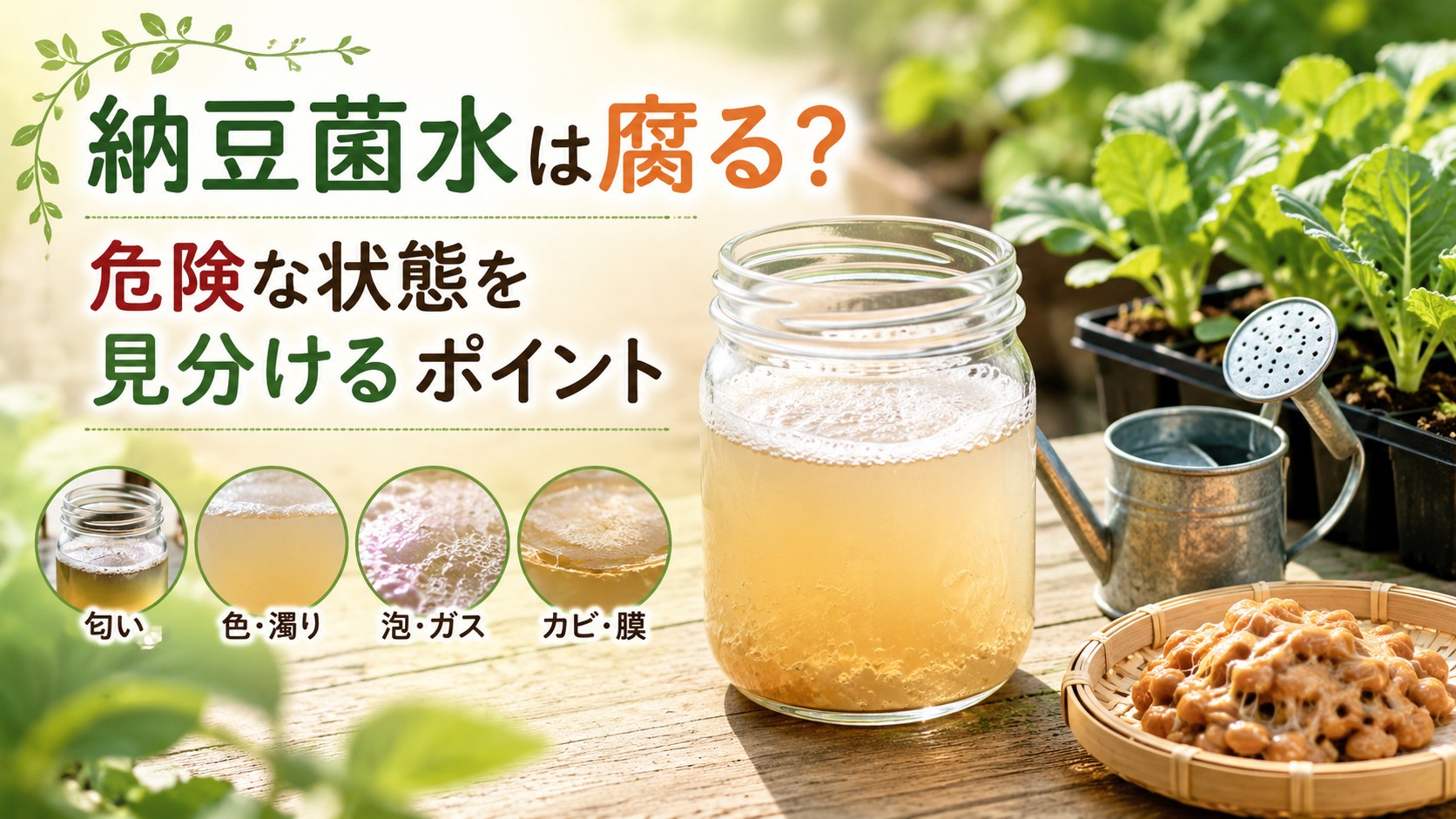 納豆菌水が腐るサインと見分け方を解説する家庭菜園向けアイキャッチ画像